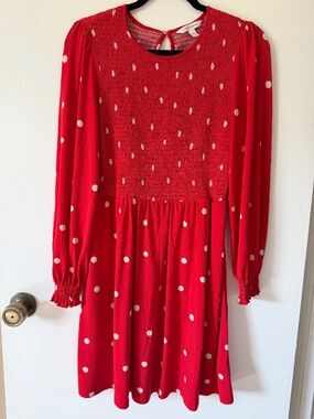 Popsugar Smocked Polkadot Dress
